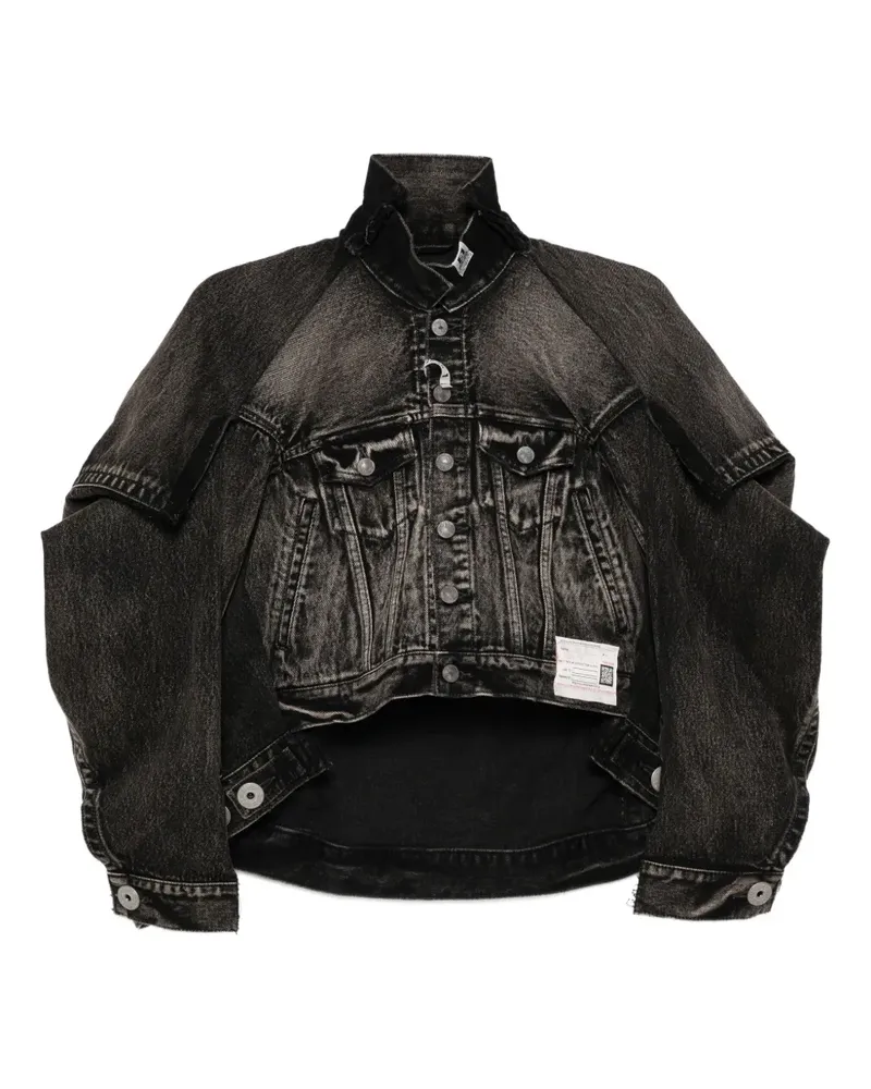 MIHARAYASUHIRO Jeansjacke im Distressed-Look - Schwarz Schwarz