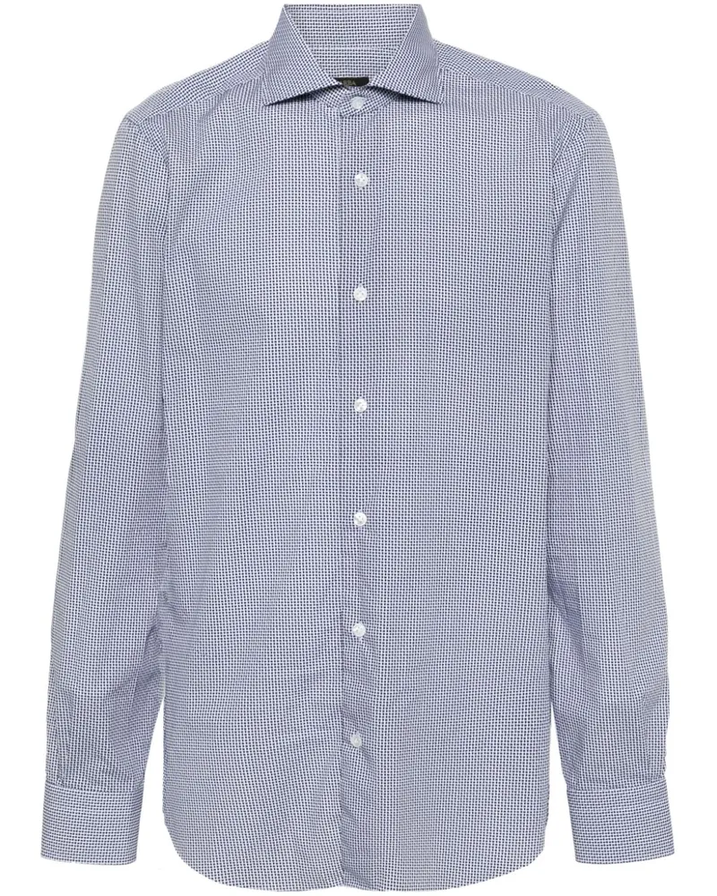 BARBA Hemd mit grafischem Print - Blau Blau