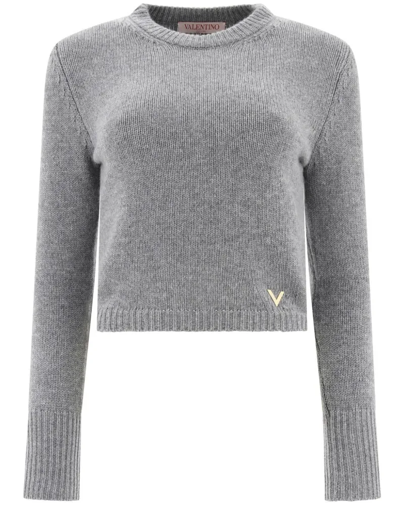 Valentino Garavani Fein gestrickter Cropped-Pullover Grau