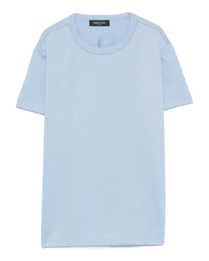 Fabiana Filippi bead-trim crew-neck T-shirt - Blau Blau