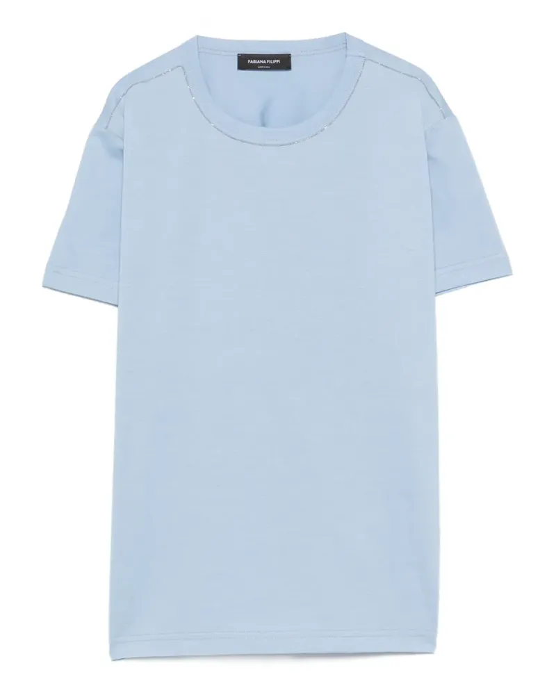 Fabiana Filippi bead-trim crew-neck T-shirt - Blau Blau