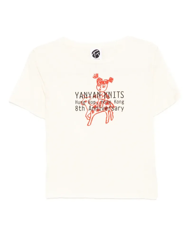 YANYAN KNITS T-Shirt mit Print - Nude Nude