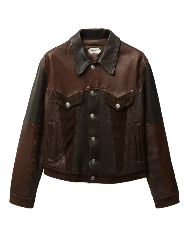 Versace Jacke in Colour-Block-Optik - Braun Braun
