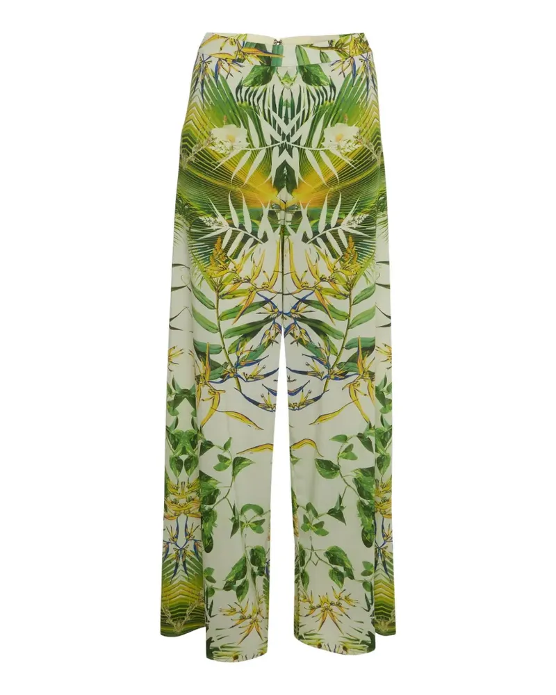 Alice + Olivia floral palm leaf crepe trousers - Weiß Weiß