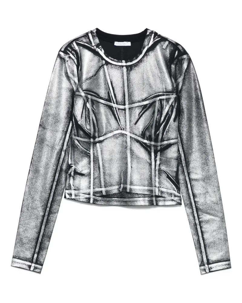 Patrizia Pepe Oberteil mit Metallic-Einsätzen - Schwarz Schwarz