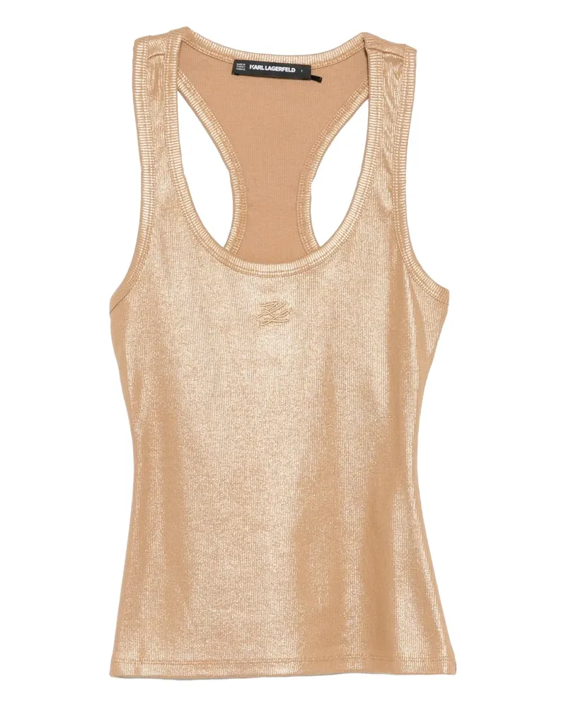 Karl Lagerfeld logo-embroidered coated tank top - Gold Gold
