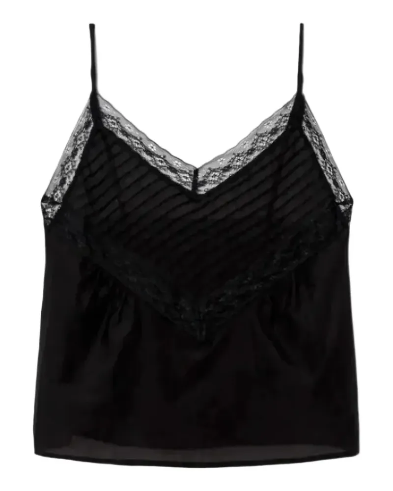RE/DONE Sofia lace-trim pintuck camisole - Schwarz Schwarz