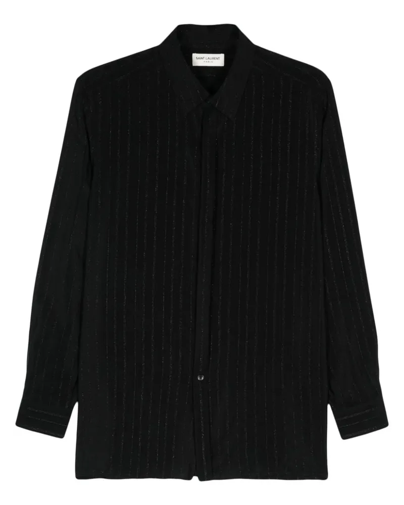 Saint Laurent Gestreiftes Hemd mit spitzem Kragen - Schwarz Schwarz