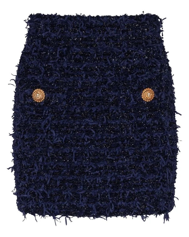 Balmain Minirock aus Tweed - Blau Blau