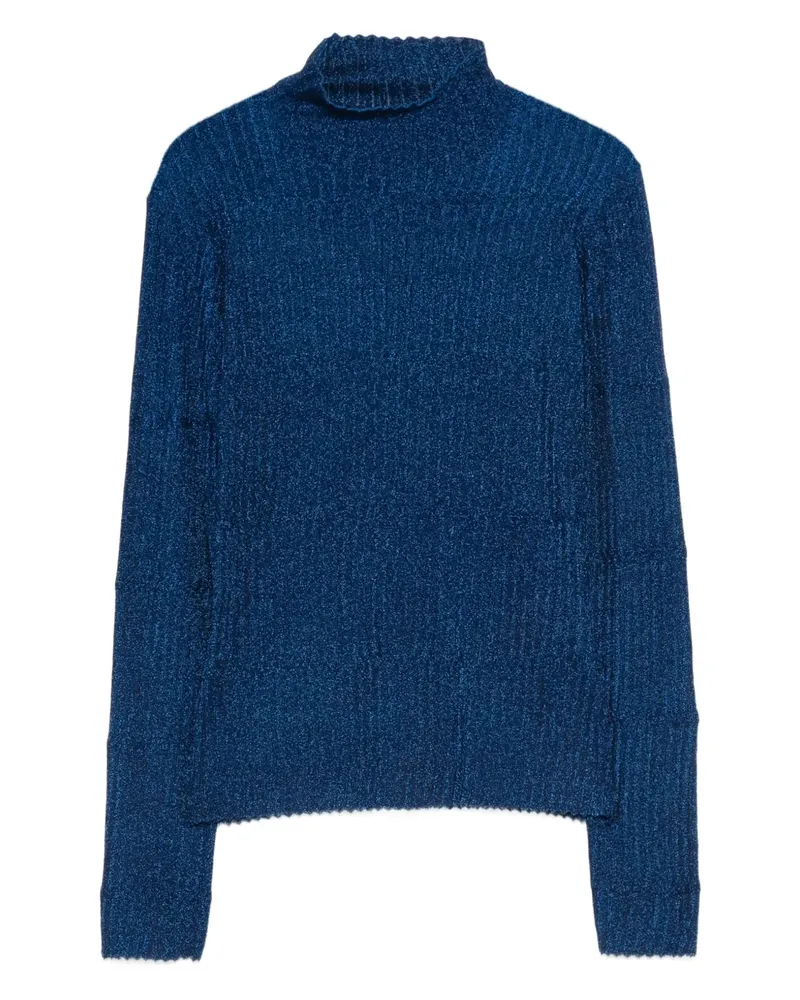 Emporio Armani Gerippter Rollkragenpullover - Blau Blau