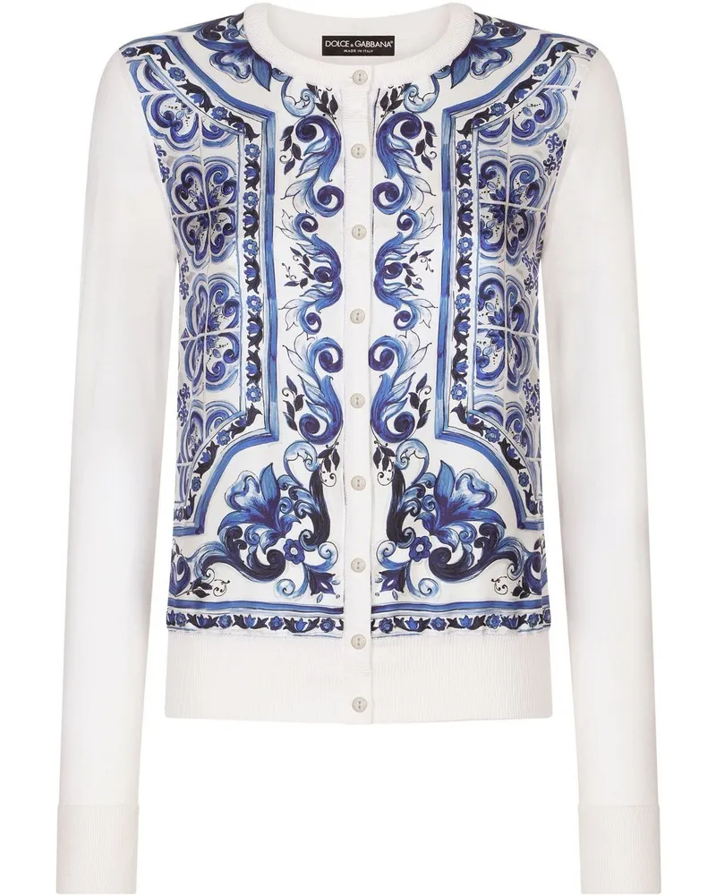 Dolce & Gabbana Cardigan mit Majolica-Print - Weiß Weiß