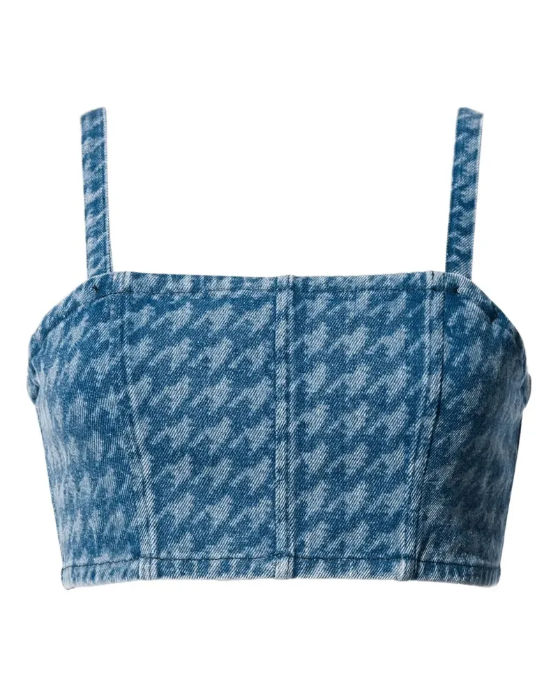 Perfect Moment houndstooth-pattern square-neck top - Blau Blau