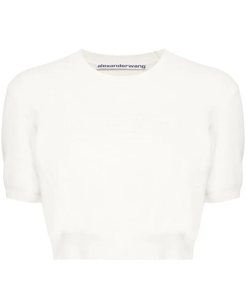 Alexander Wang Cropped-Top mit Logo-Prägung - Weiß Weiß