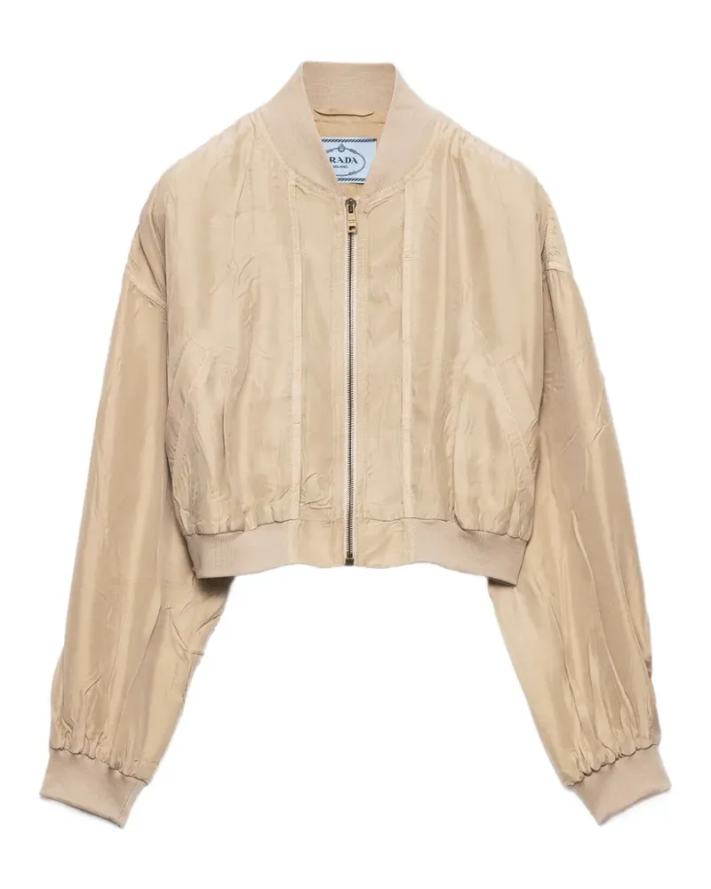 Prada Cropped Old-Silk Bomberjacke - Nude Nude
