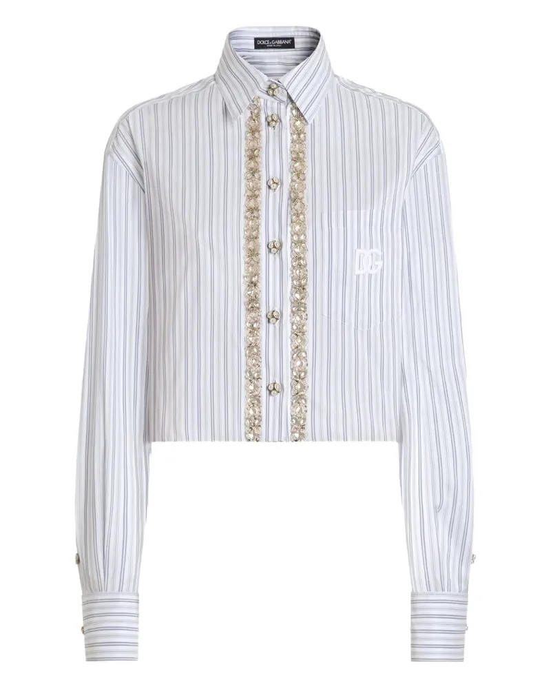 Dolce & Gabbana Verziertes Hemd mit Streifen - Weiß Weiß