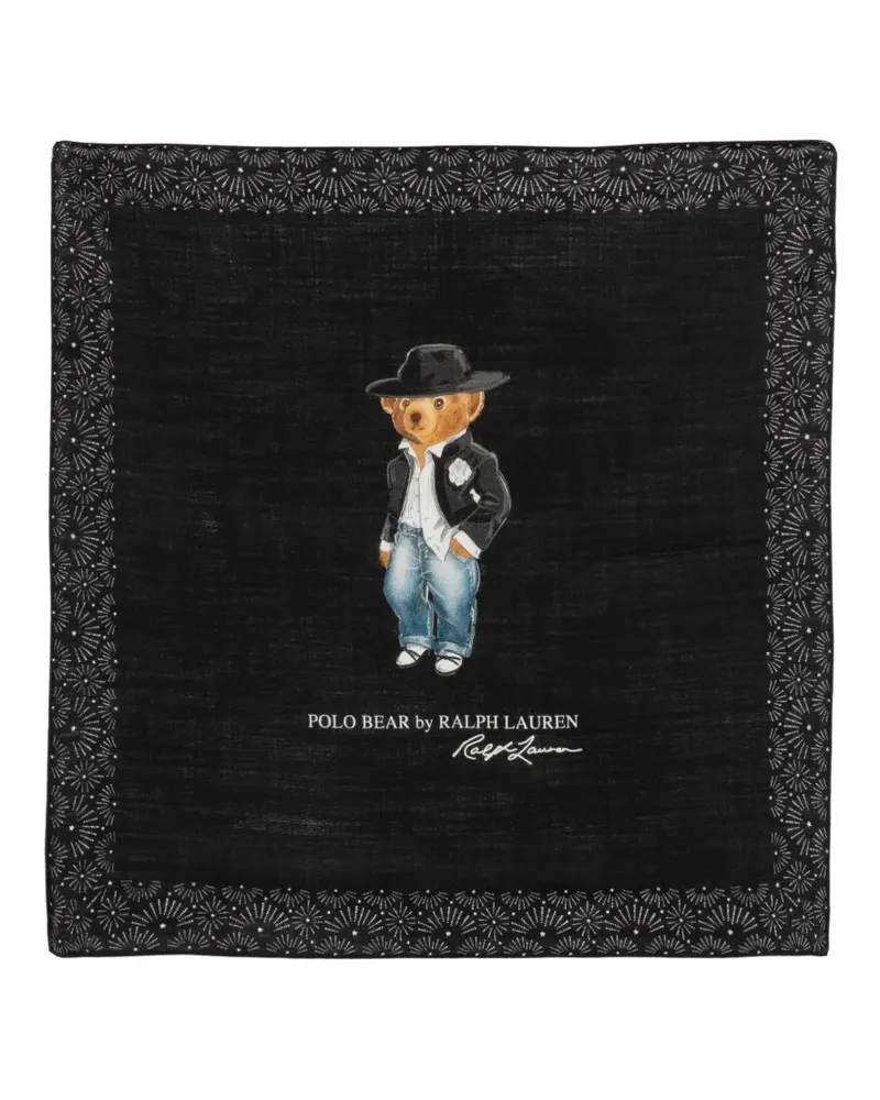 Ralph Lauren Schal mit Polo Bear-Print - Schwarz Schwarz