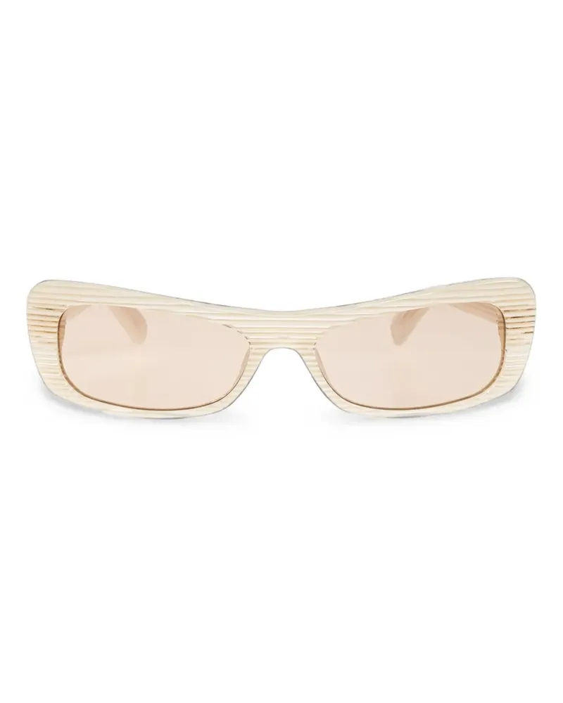 Jacquemus ribbed rectangle-frame sunglasses - Nude Nude