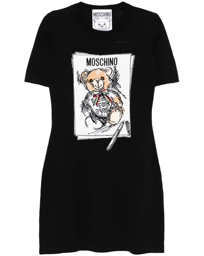 Moschino Intarsien-Kleid mit Teddy Schwarz