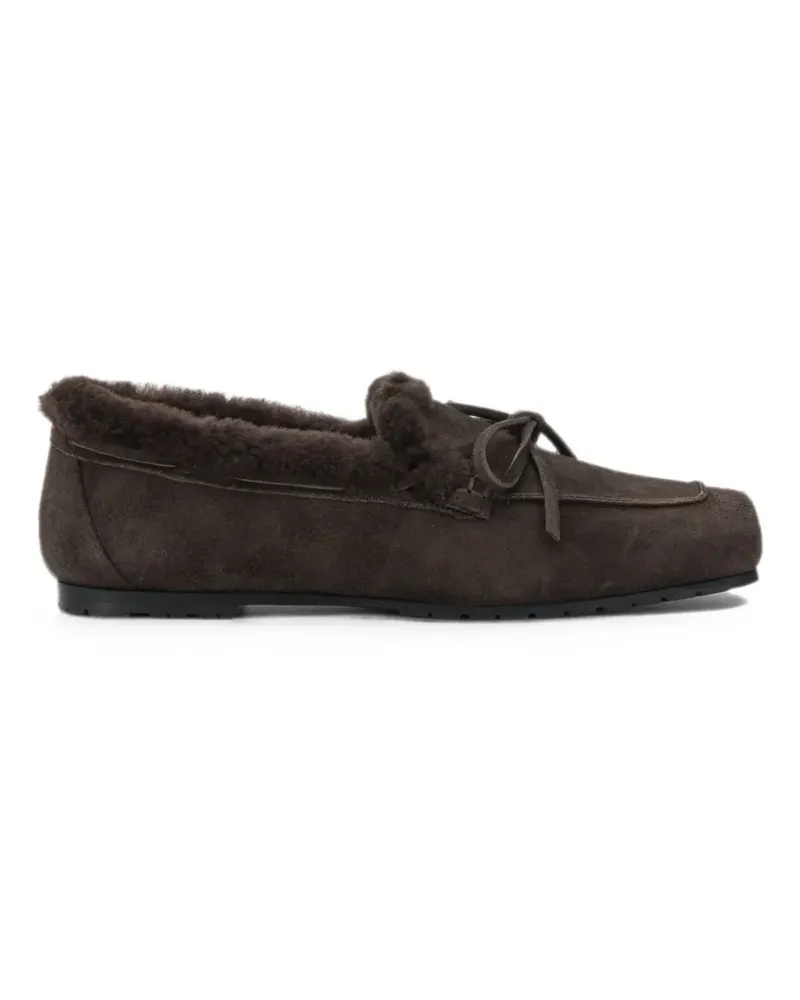 aeyde Jasper Loafer aus Wildleder mit Shearling-Besatz - Braun Braun