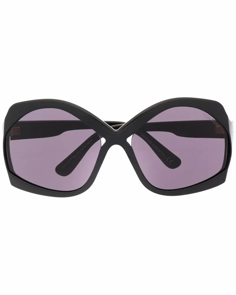 Tom Ford Sonnenbrille mit Oversized-Gestell - Schwarz Schwarz