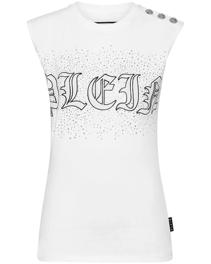 Philipp Plein Top mit Kristallen - Weiß Weiß