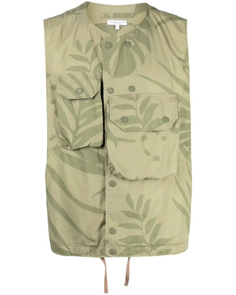 Engineered Garments Weste mit Blatt-Print - Grün Grün