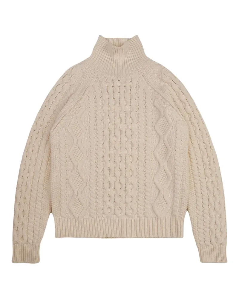 Baracuta Aran Mock Neck Pullover mit Zopfmuster - Nude Nude