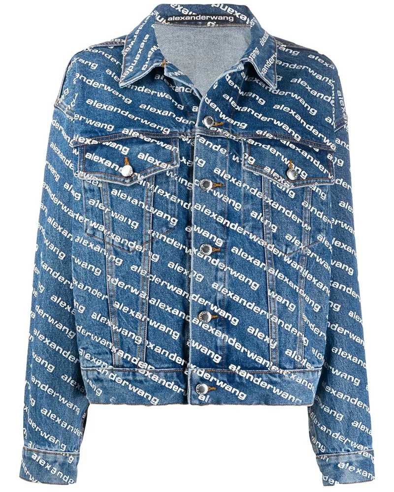 Alexander Wang Jeansjacke mit Logo-Print - Blau Blau