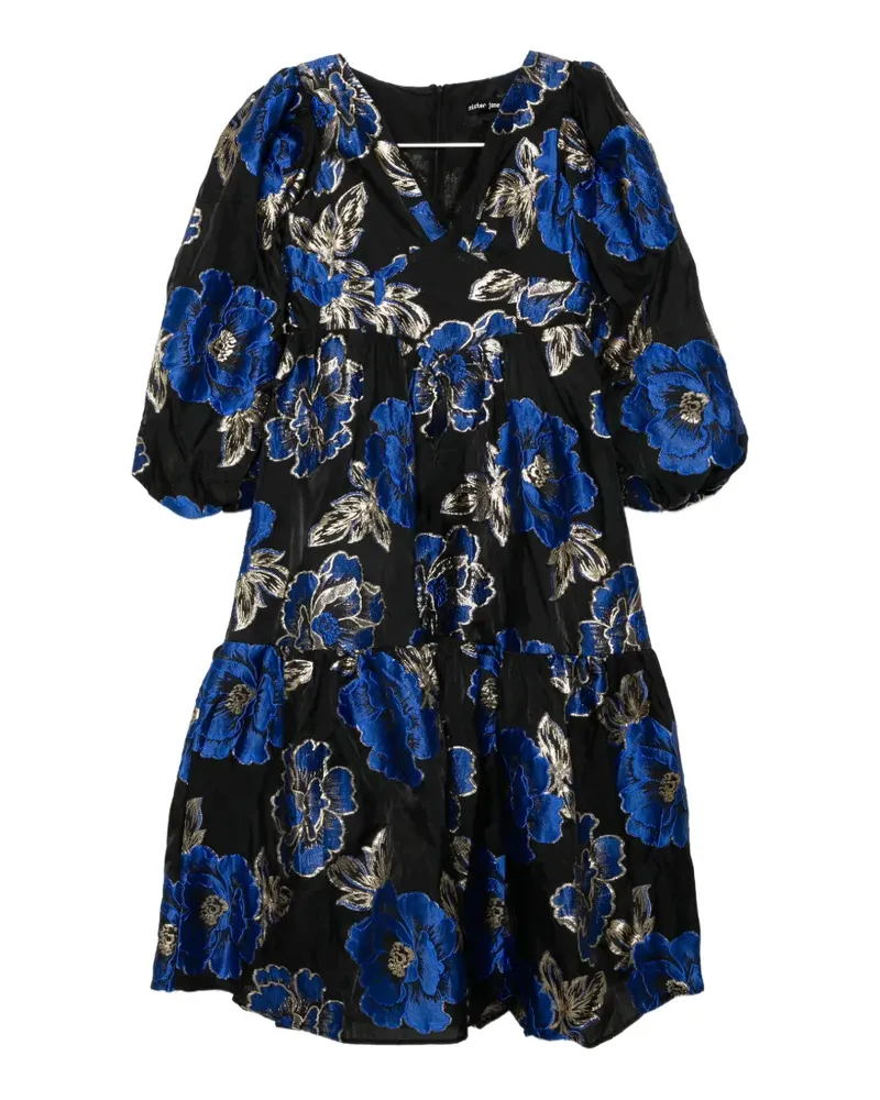 Sister Jane Jacquard-Kleid mit V-Ausschnitt - Blau Blau