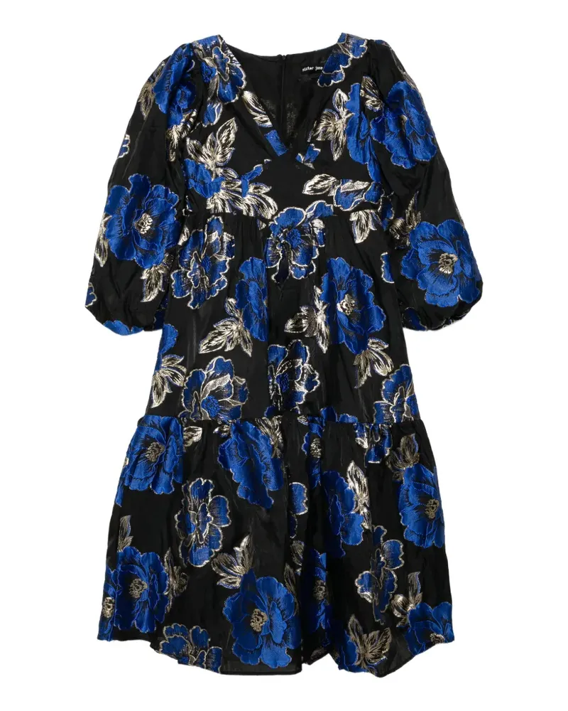 Sister Jane Jacquard-Kleid mit V-Ausschnitt - Blau Blau