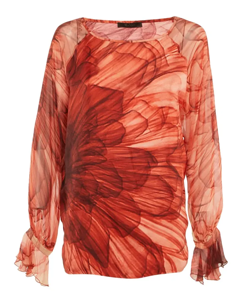 Max Mara Seidenbluse mit Blumenprint - Rot Rot