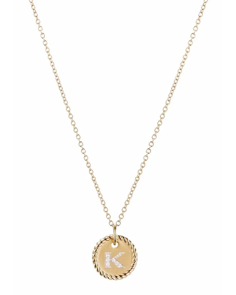 David Yurman 18kt K Initial Charm Gelbgoldhalskette mit Diamanten Gold