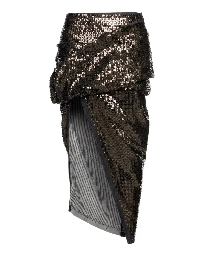 Rick Owens sequin-embellished draped midi skirt - Schwarz Schwarz