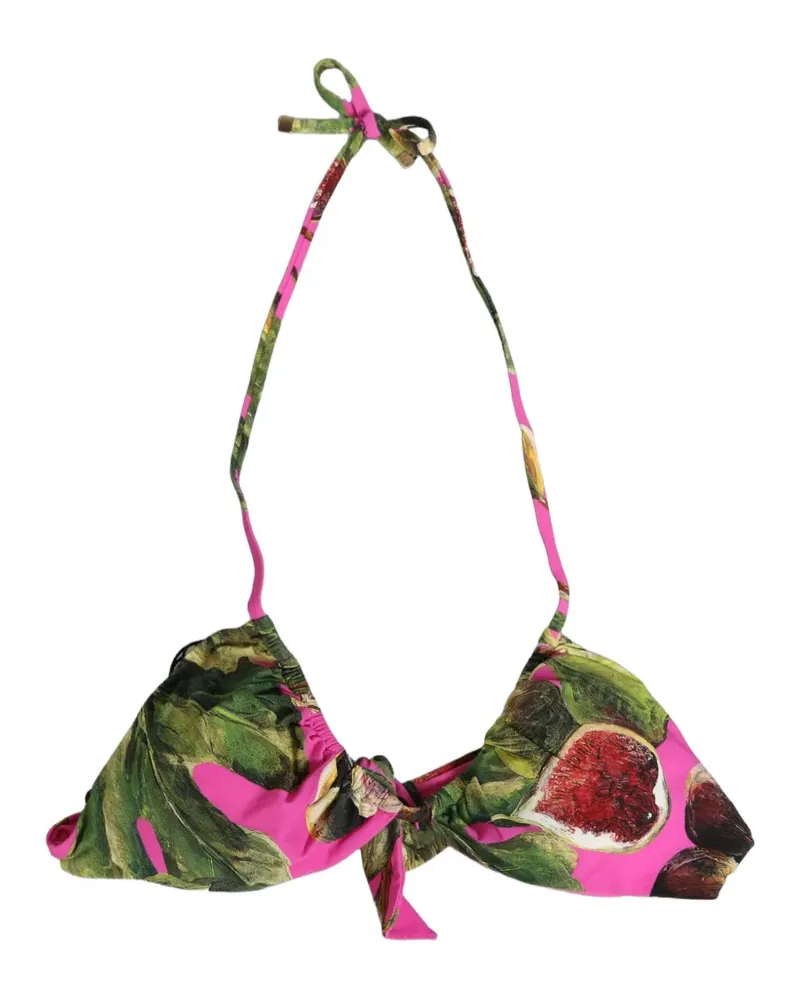 Dolce & Gabbana fig-print triangle bikini top - Rosa Rosa