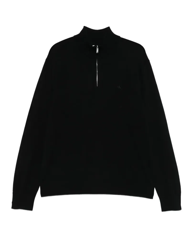 Calvin Klein Stehkragen-Pullover mit Reißverschluss - Schwarz Schwarz