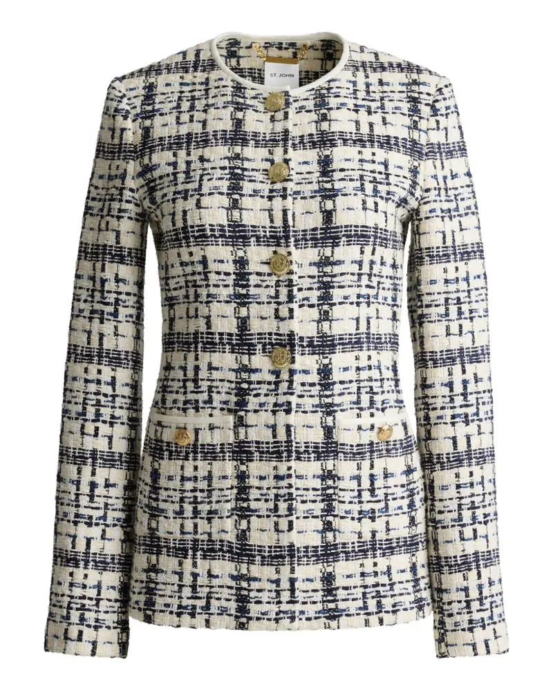 ST. JOHN tweed button jacket - Nude Nude