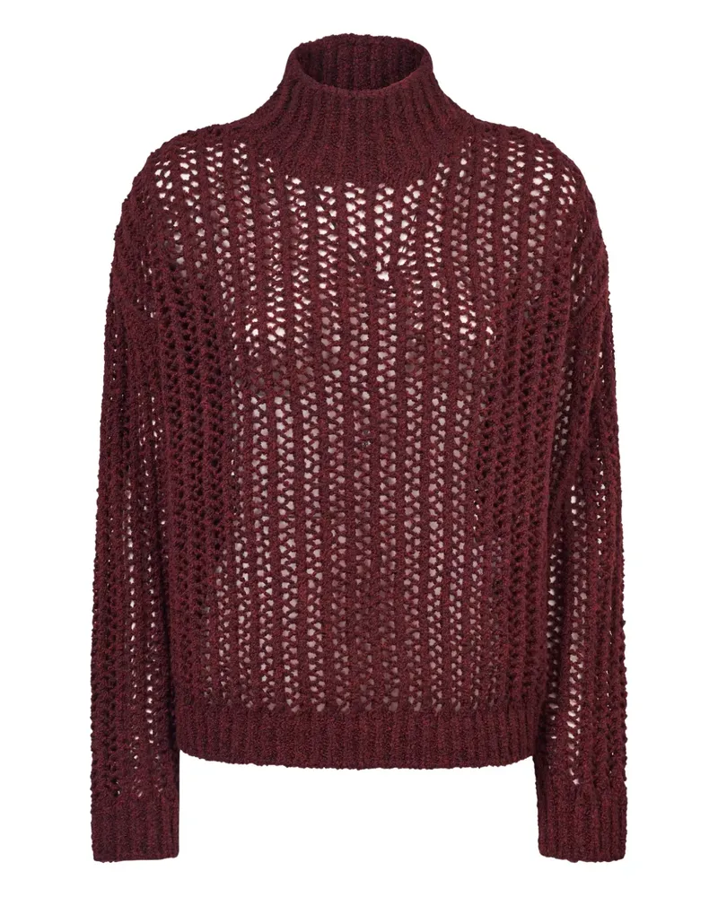 Max Mara Lochstrick-Pullover mit Stehkragen - Rot Rot