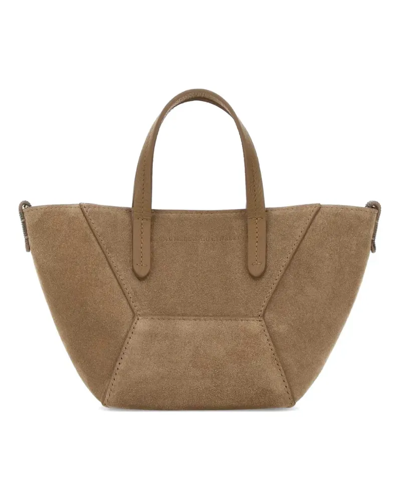 Brunello Cucinelli Mini BC Duo Handtasche mit Logo-Prägung - Nude Nude