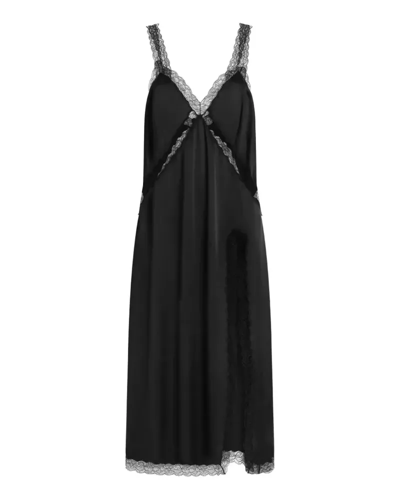 Dolce & Gabbana Midikleid mit Spitzenbesatz - Schwarz Schwarz