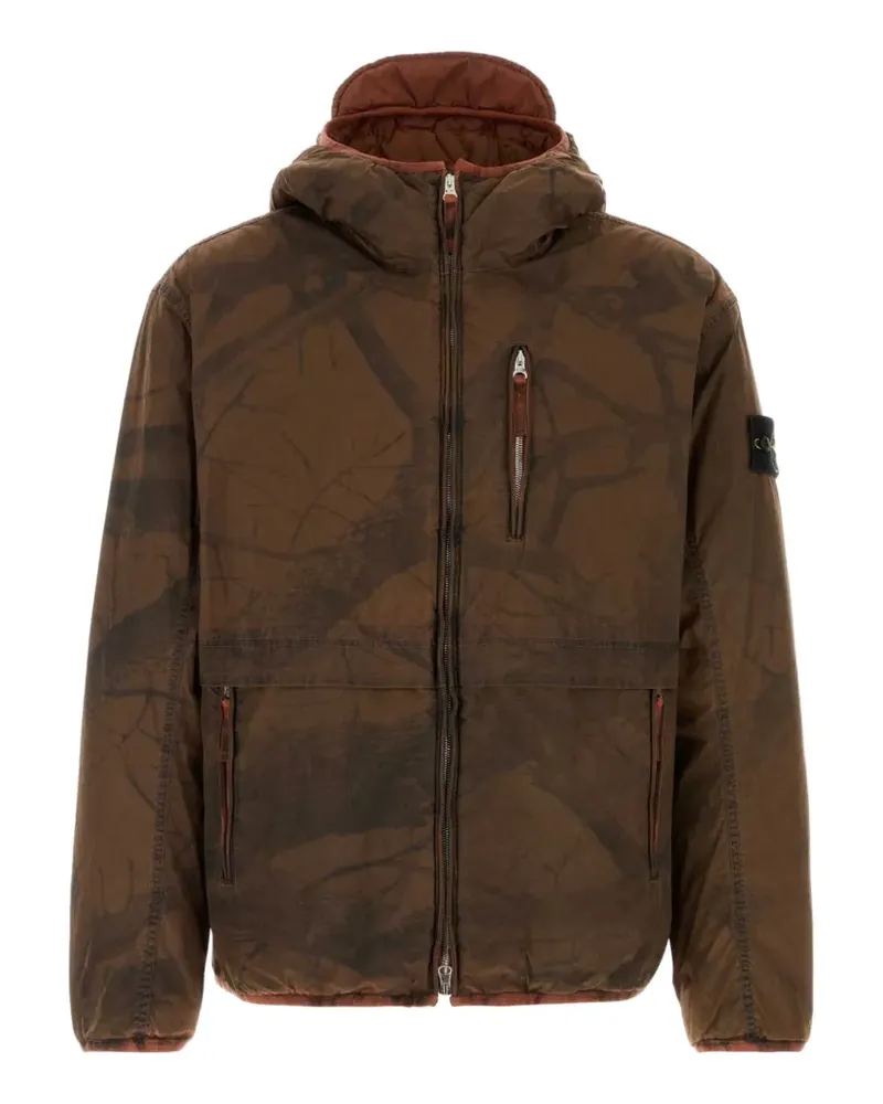Stone Island 4100044 laser forest camo Crinkle Reps-TC parka - Braun Braun