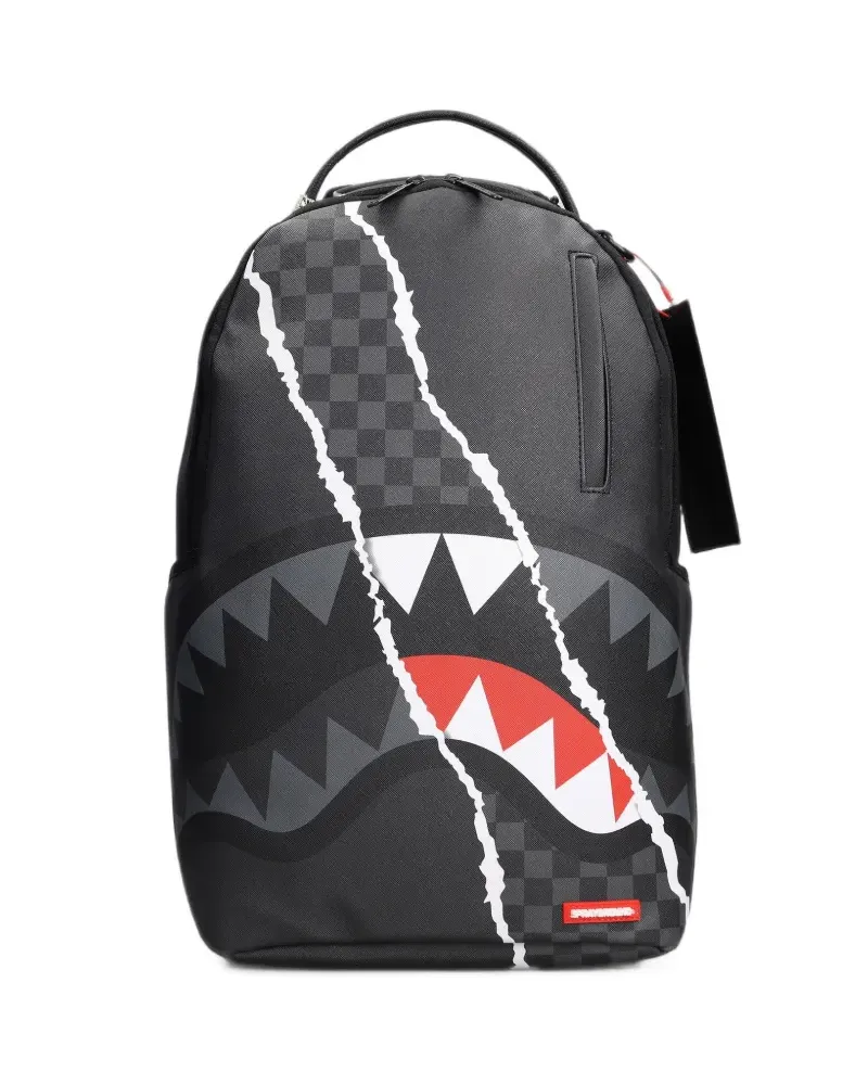 Sprayground Karierter Rucksack mit Hai-Print - Schwarz Schwarz