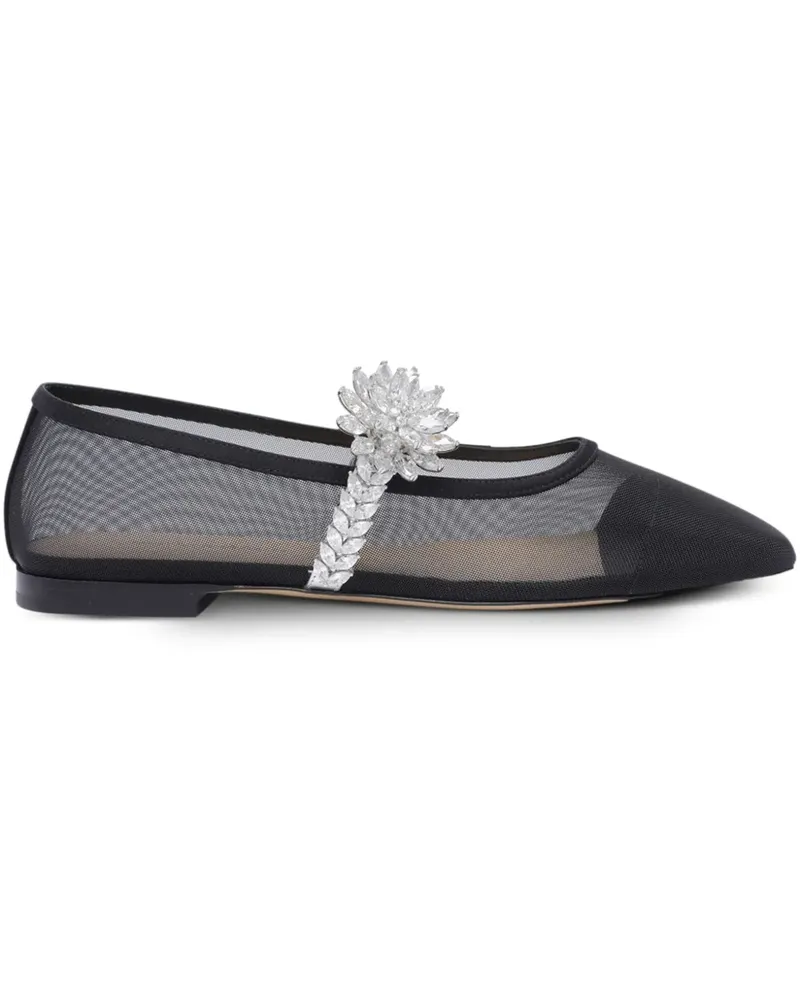 Mach & Mach Lotus Flower Ballerinas - Schwarz Schwarz