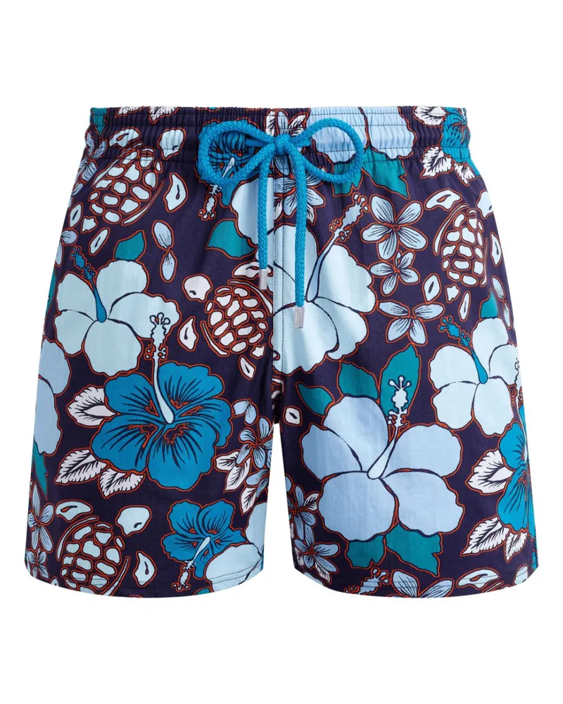 Vilebrequin Badeshorts mit Tropical Turtles-Print - 605 MIDNIGHT/BLUE 605