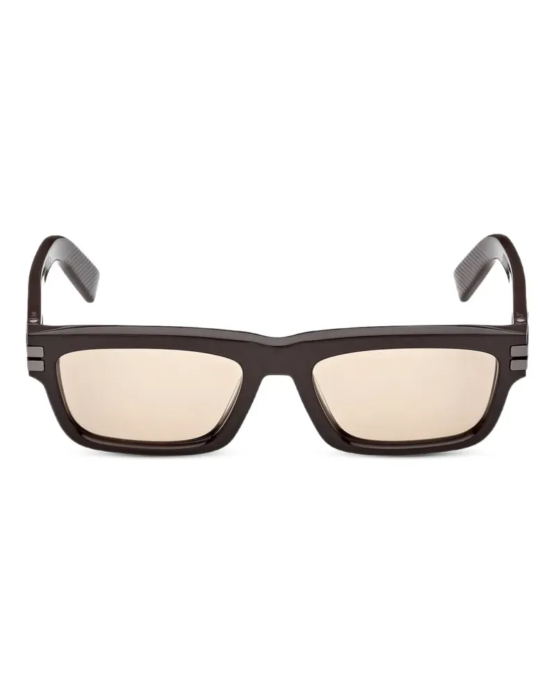 Ermenegildo Zegna Sonnenbrille mit eckigem Gestell - Braun Braun