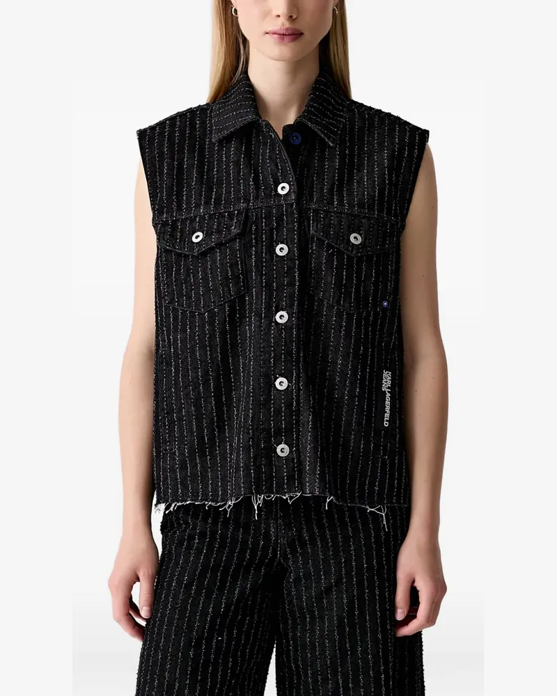 Karl Lagerfeld pinstripe-pattern sleeveless jacket - Schwarz Schwarz