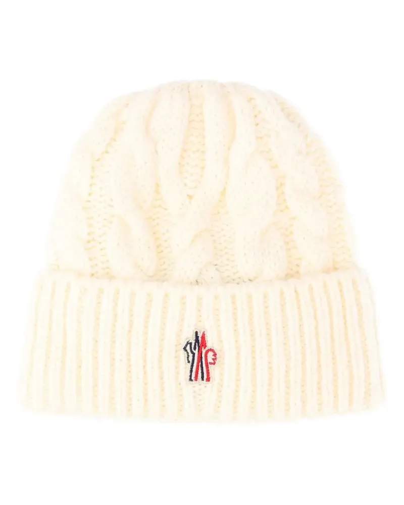 Moncler cable-knit beanie hat - Weiß Weiß