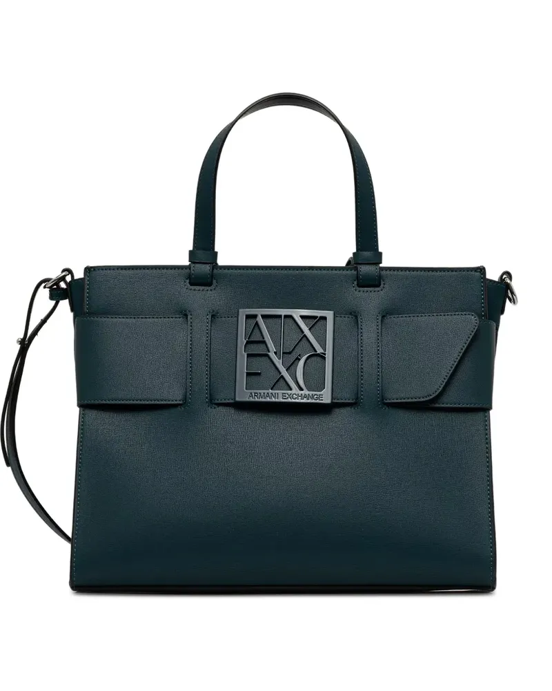 Armani Exchange Shopper mit Logo-Schild - Grün Grün