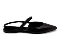 Flache Pumps mit Flechtdetail - Schwarz