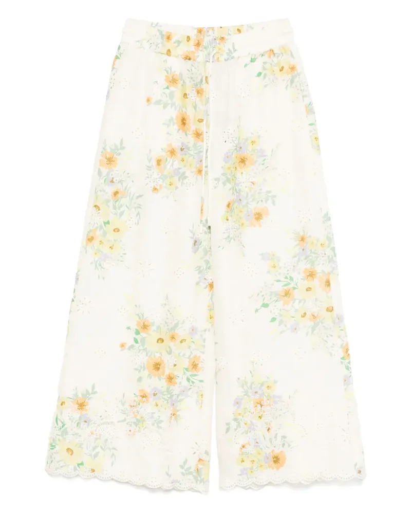 ALEMAIS Weite Hose mit Blumen-Print - Nude Nude