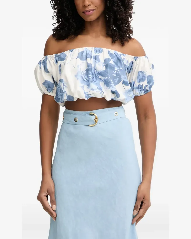 Guess floral-print off-the-shoulder top - Weiß Weiß